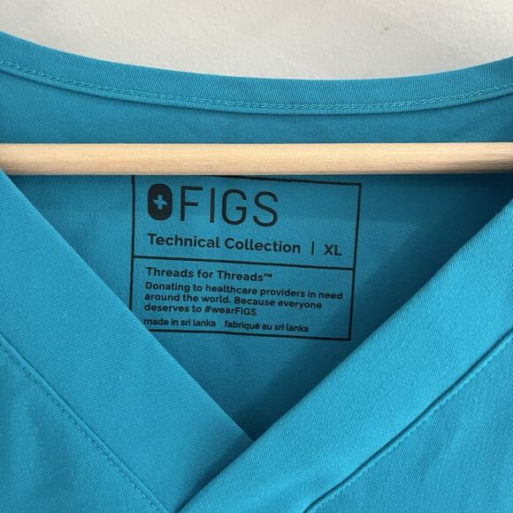Figs Technical Collection Leon Scrub Top Turquoise Blue V-Neck Size XL Z10001 - Picture 4 of 4